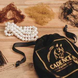 Triple-Row Ivory Pearl Scrunchie and Hair Net Set 5