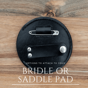 Black Leather Bridle Number featuring Five Rhinestones