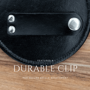 Black Leather Bridle Number featuring Five Rhinestones