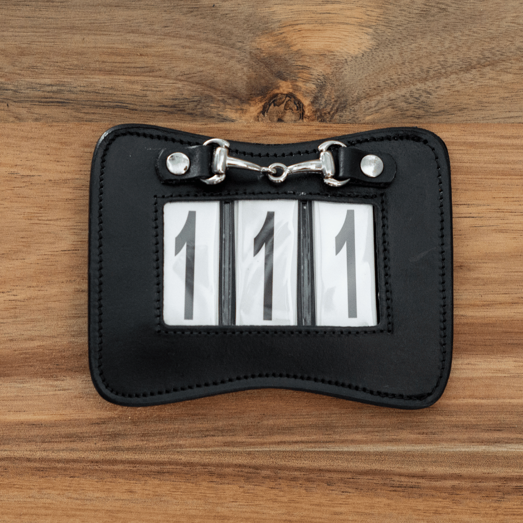 Rectangular Leather Bridle Number with Bit Charm